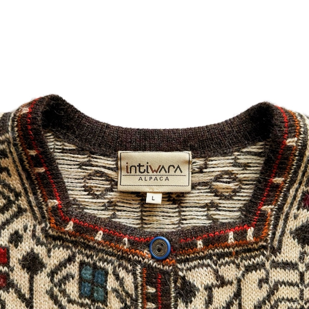 Intiwara Alpaca Geometric Button Front Cardigan |… - image 6